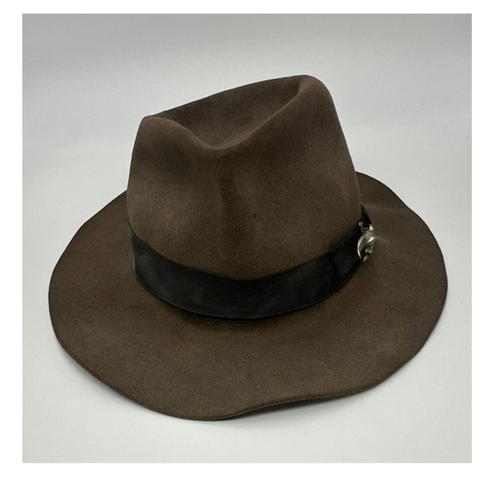 Faustmann Brown Fedora Hat Wide Brim Angel Pin Classic Men's Fall Winter